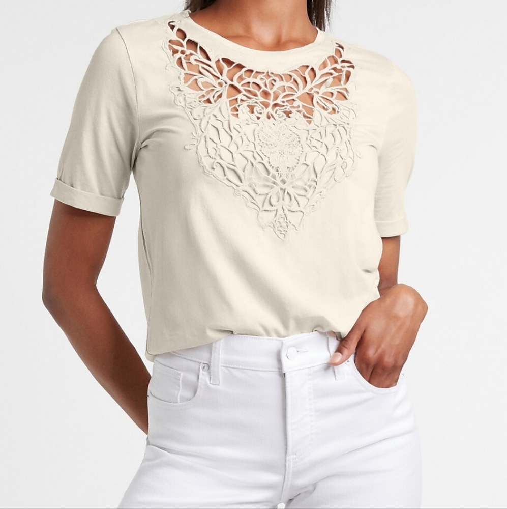 NWT Express Lace Bib Crew Neck Tee